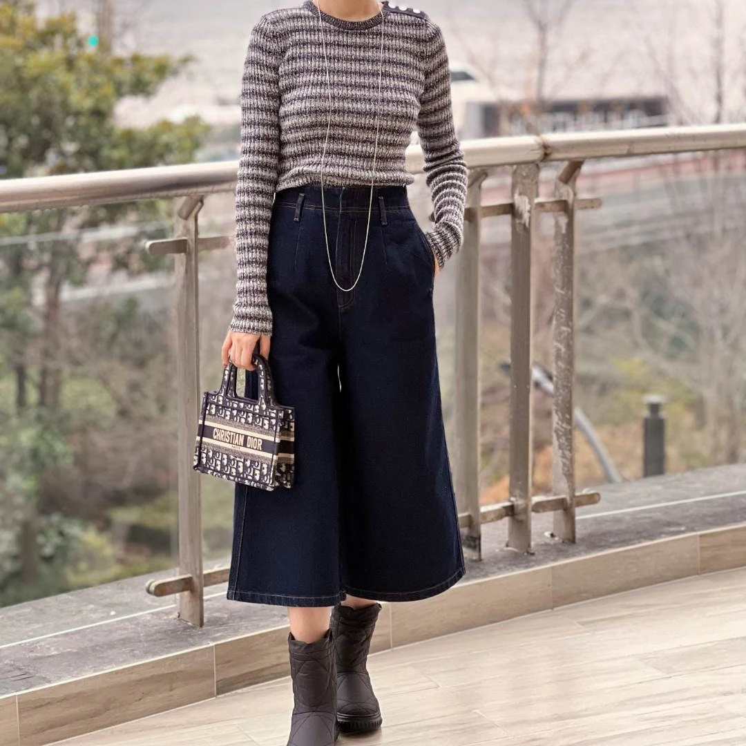 UrbanPaces tote系列七分牛仔阔腿裤