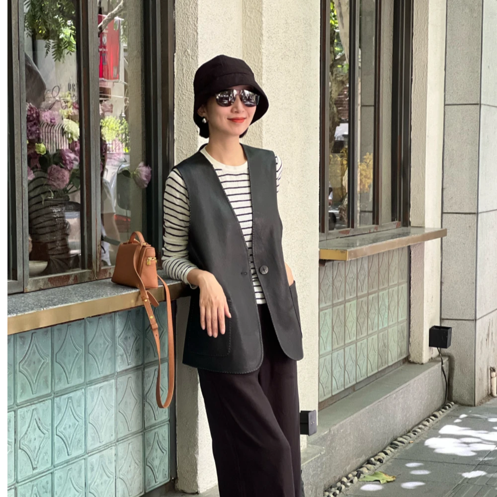 UrbanPaces进口山羊皮两面穿马夹