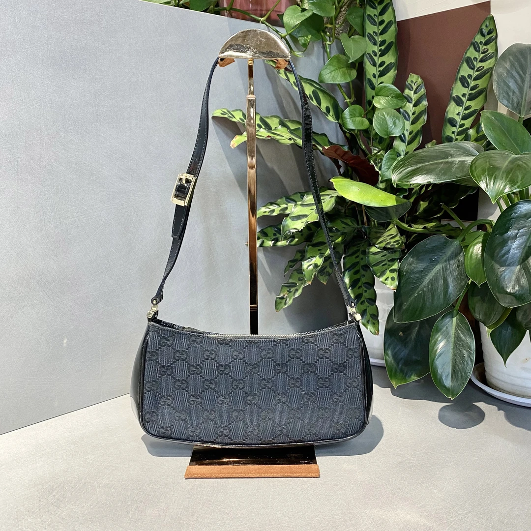 95新 GUCCI/古驰 古驰   黑色中古款竹节 单肩包