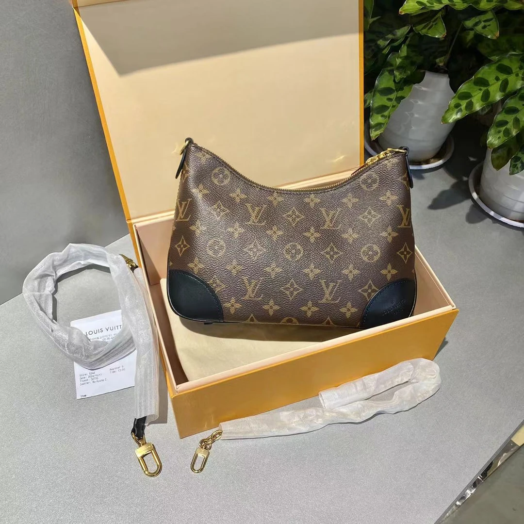 99新 LouisVuitton/路易威登 LV  老花黑牛角 手提单肩包