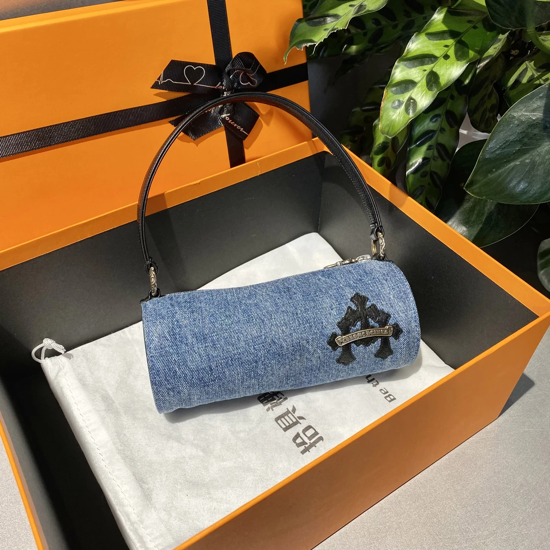 95新 Chrome Hearts/克罗心 克罗心   限定牛仔圆筒 手提包