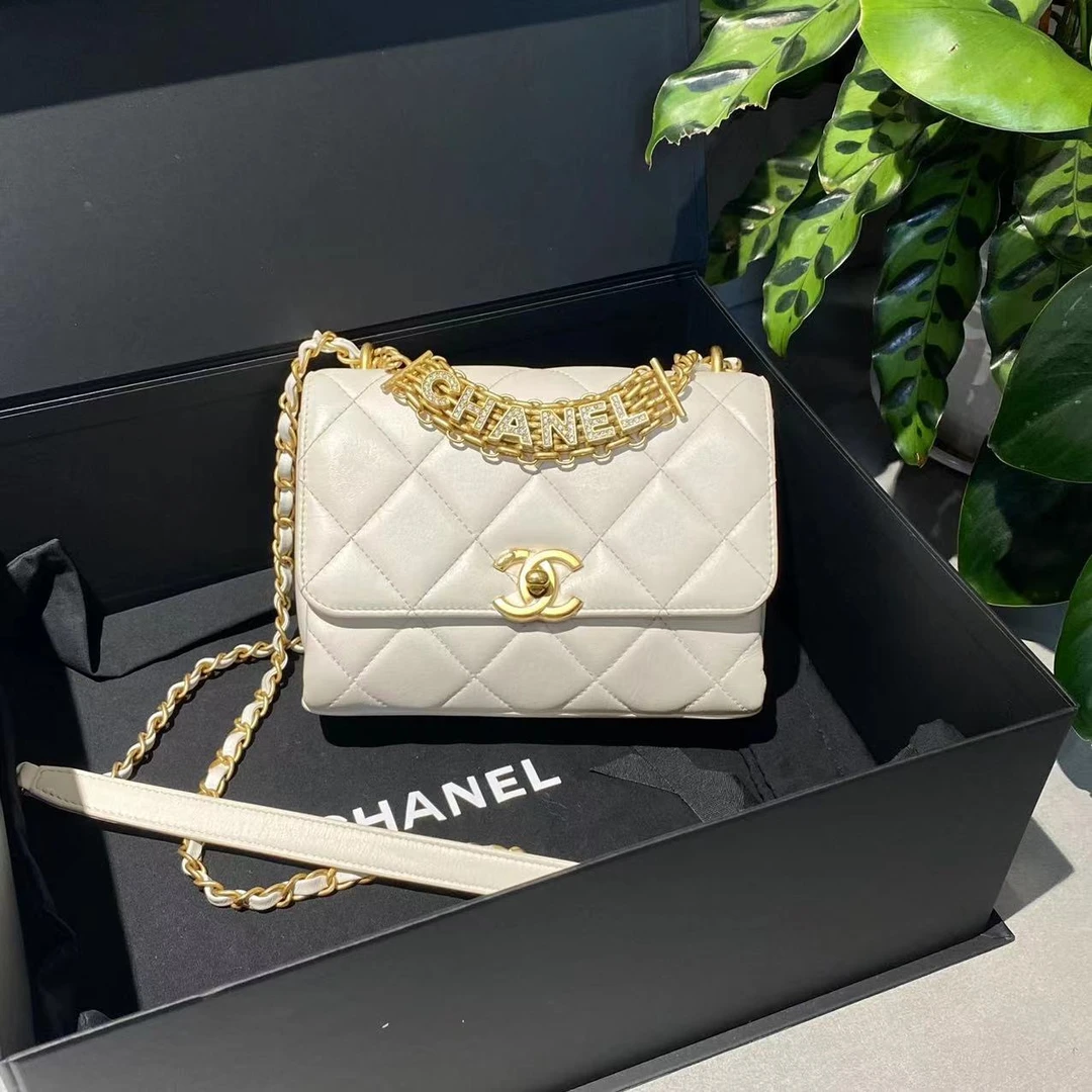 95新 Chanel/香奈儿 香奈儿   白色金球链条包 单肩斜挎包