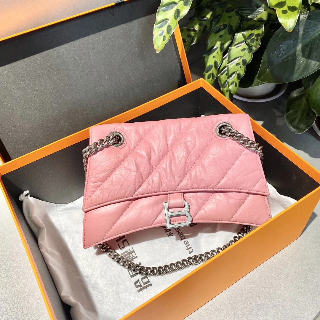 95新 Balenciaga/巴黎世家 巴黎世家  粉色cruush小号 手提单肩包