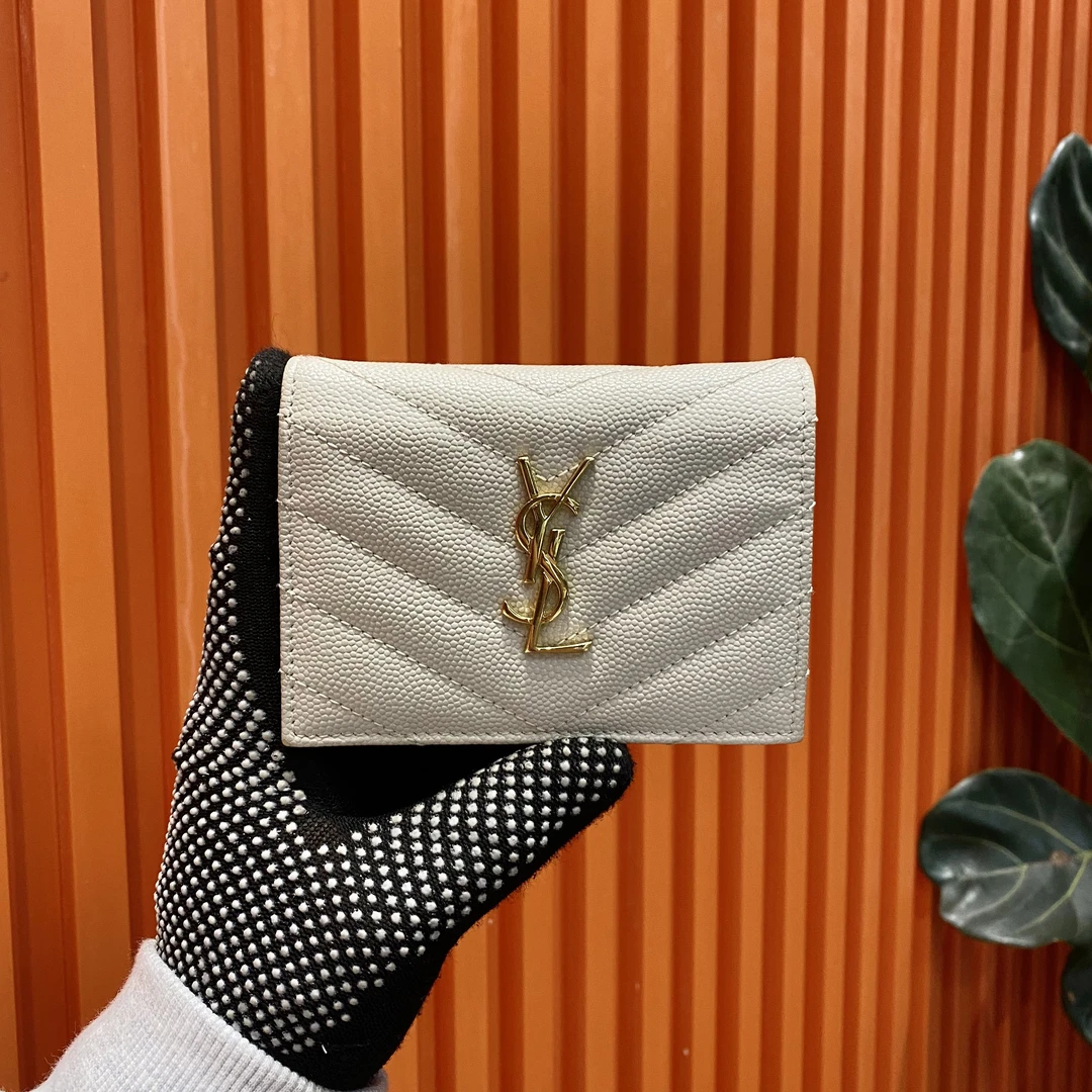 95新 YSL/圣罗兰 圣罗兰  对折卡包 复古 钱包