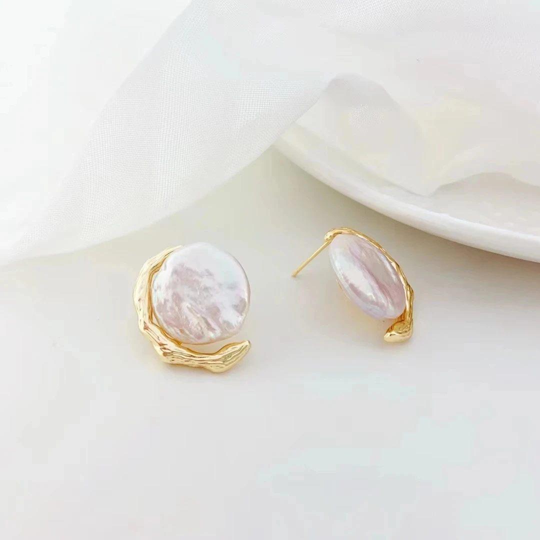 合金耳饰 【一颗巴洛克】淡水养巴洛克耳钉古风宫廷风气质手工小众