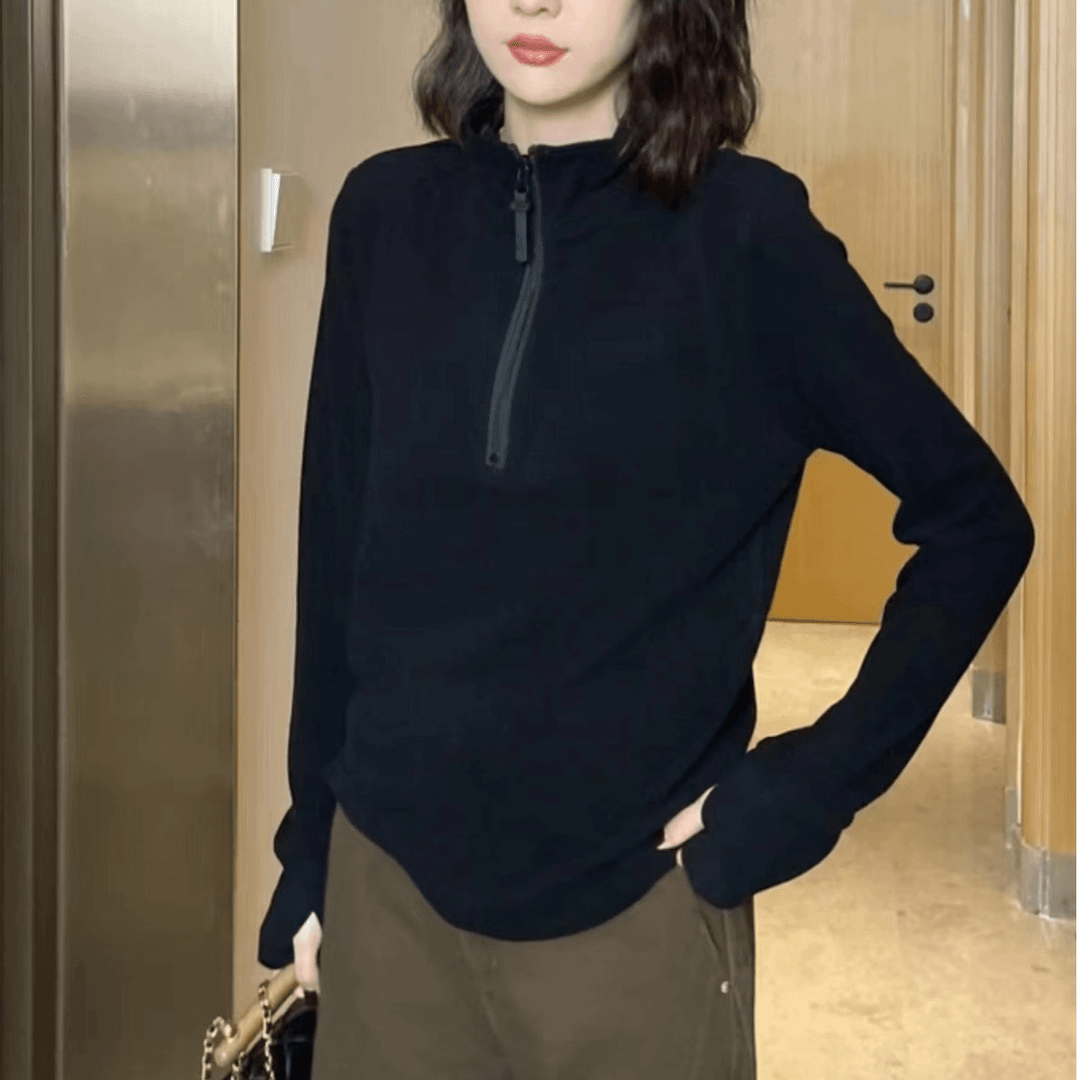 【YANZIJIA】高领双面德绒半拉链长袖T恤（以直播间实物为准）