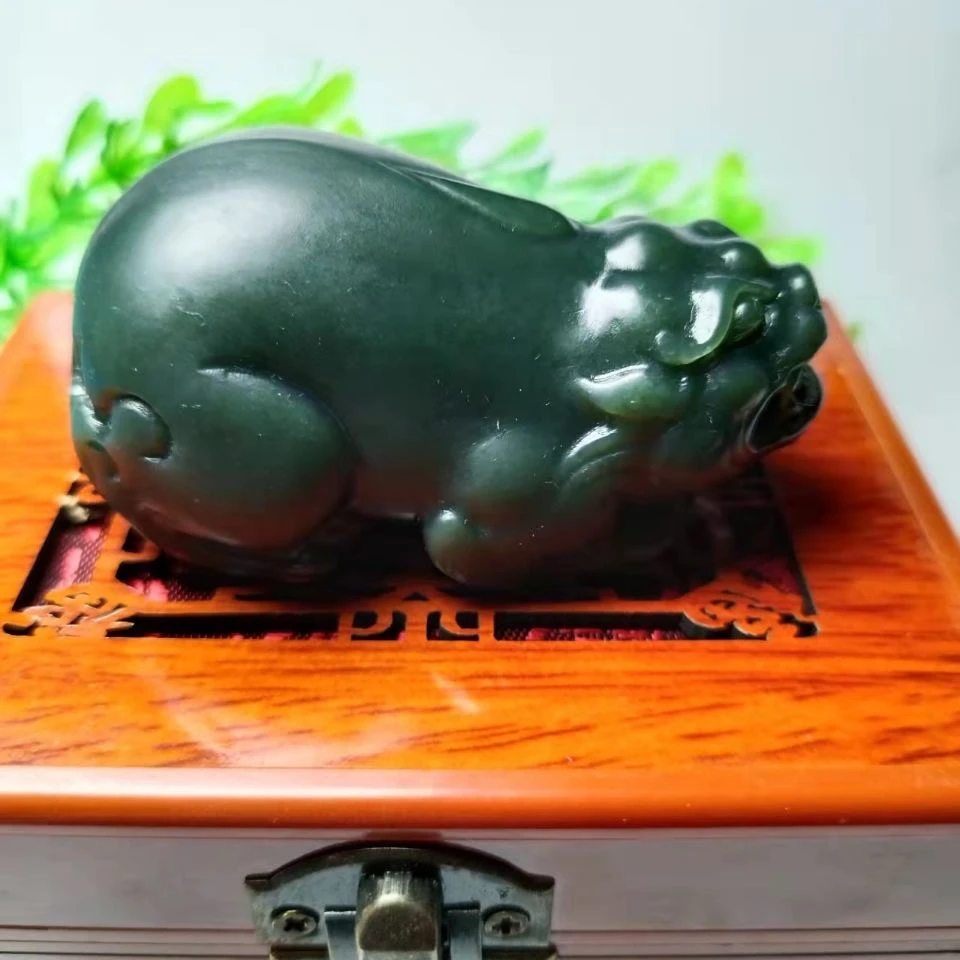 和田玉貔貅手把件男女青玉细料貔貅收藏把玩件 貔貅摆件 把玩件