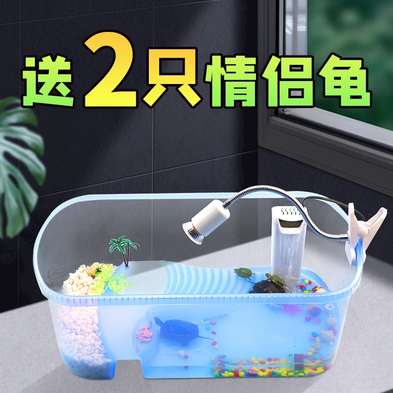 乌龟专用缸养龟龟缸加厚小型通用乌龟缸耐用耐摔可清洗乌龟晒背台