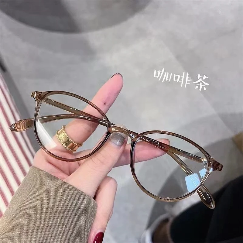 超轻素颜茶色眼镜近视女可配有度数日系圆框小脸学生眼镜框韩版潮