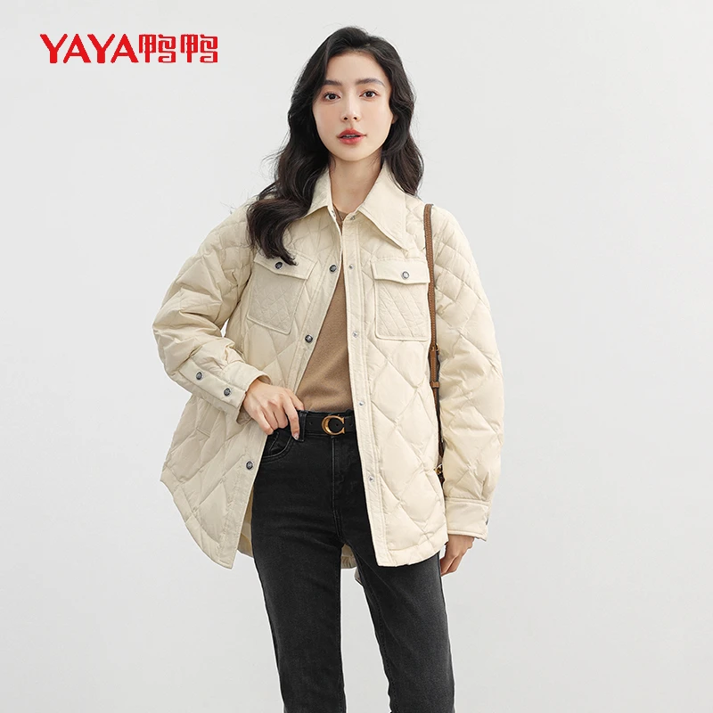 鸭鸭韩版户外时尚简约小香风轻薄款女士宽松羽绒服YE3B001736A