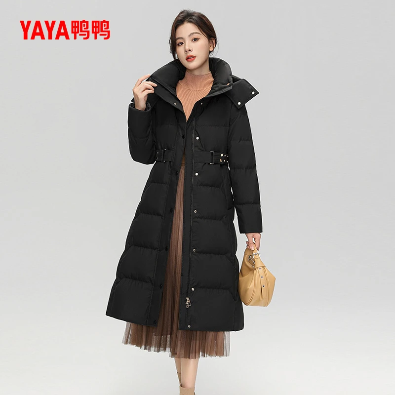YAYA/鸭鸭【YE3B600623W】韩系气质长款收腰保暖冬季时尚羽绒服外套