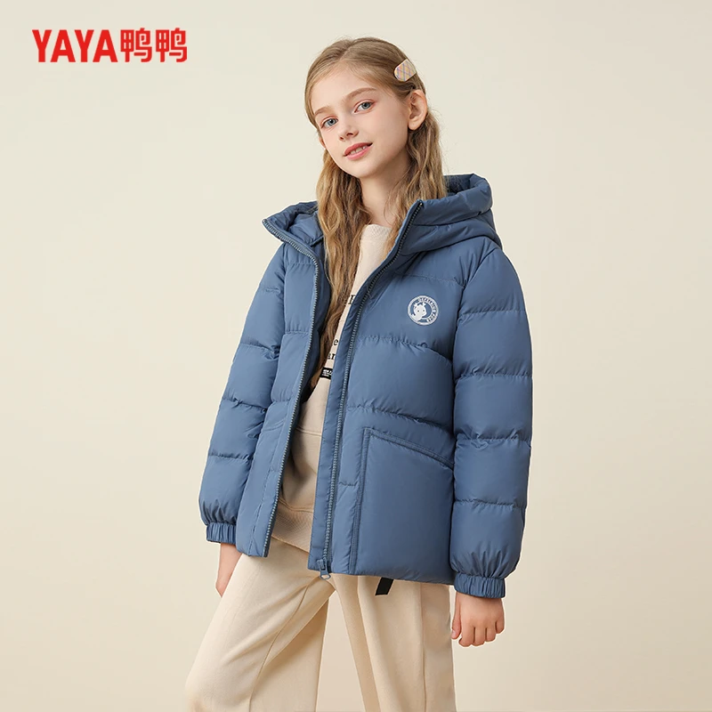 YAYA/鸭鸭YE3B813316A女童短款羽绒服防风时尚连帽加厚保暖秋冬季