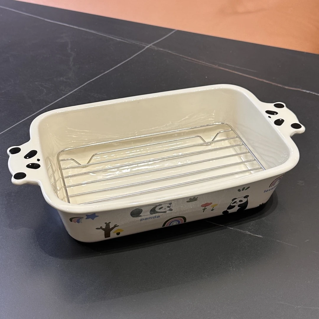 【摩登主妇】mototo熊猫陶瓷烤盘烘焙沙拉碗双耳碗烤箱芝士焗饭盘碗