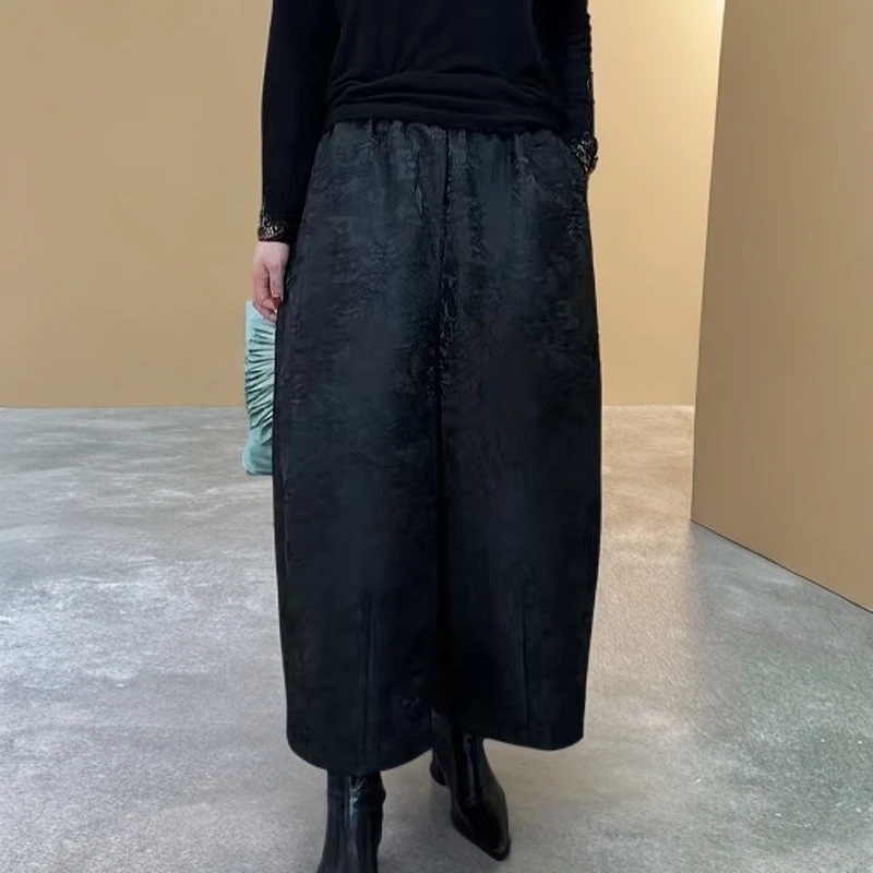 清静语qjy23098加绒休闲百搭提花茧型裤