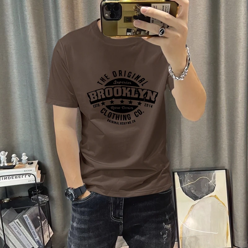 男士纯棉短袖t恤男夏季2025新款潮牌个性宽松休闲简约百搭上衣服