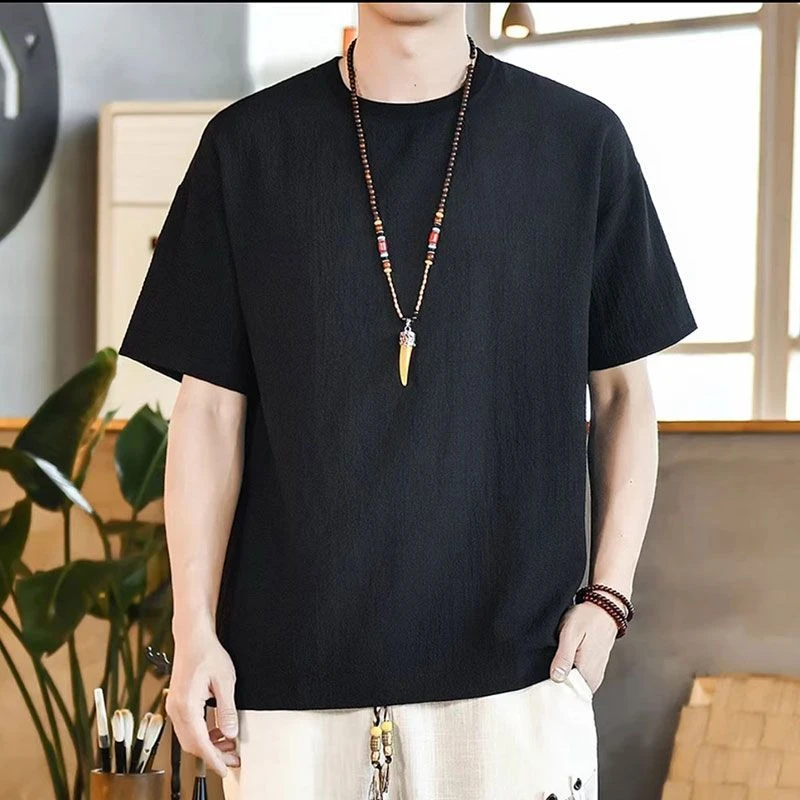 透气短袖男士夏季薄款韩版简约上衣体恤男装宽松潮流冰丝半袖衣服