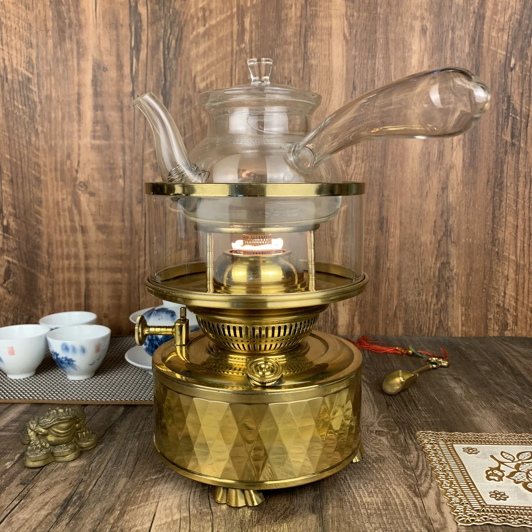 简约高级风煮茶炉金色棱形反光纹理 空气灯
