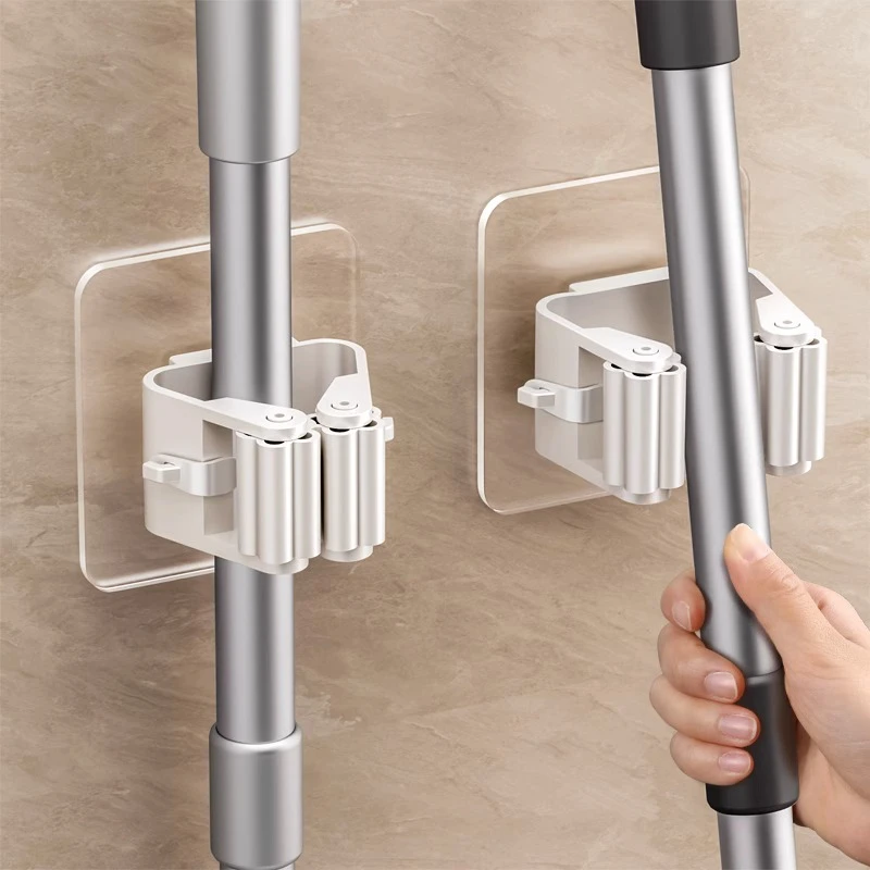 免打孔拖把挂钩壁挂式挂架浴室卫生间拖把夹子无痕强力粘钩置物架