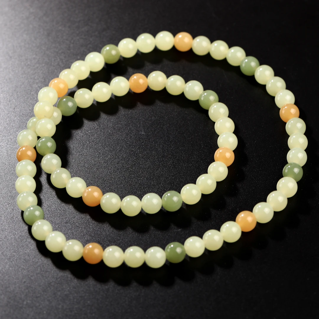 预售新疆和田玉多宝三圈手串RB231642尺寸约8mm珠子72颗