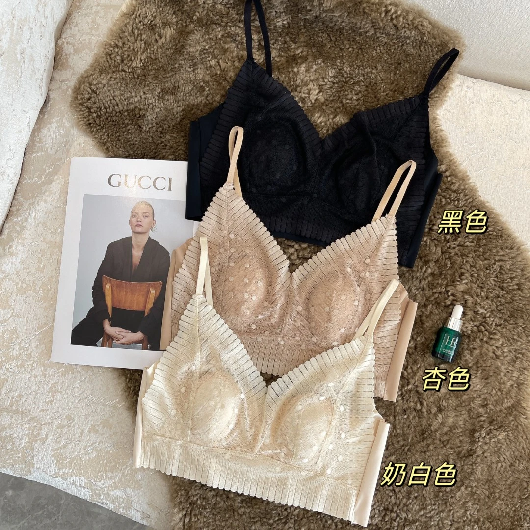 枫之欣蕾丝水晶杯抹胸舒适防下垂收副乳薄杯时尚百搭美背文胸内衣