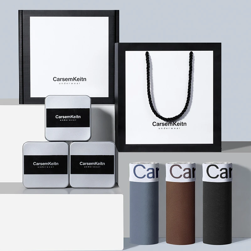 高档男士内裤夏季性感无痕大码男生平角裤潮流青年四角裤礼盒装