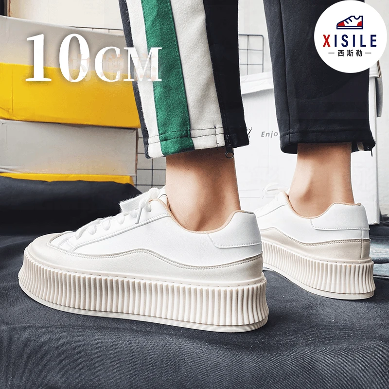 夏季运动百搭轻便简约小白鞋厚底透气休闲板鞋隐形内增高男鞋10cm