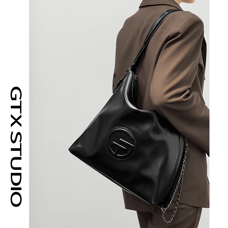 【谷田西】原创托特包女大容量牛皮小众高级感软皮通勤大包双肩包