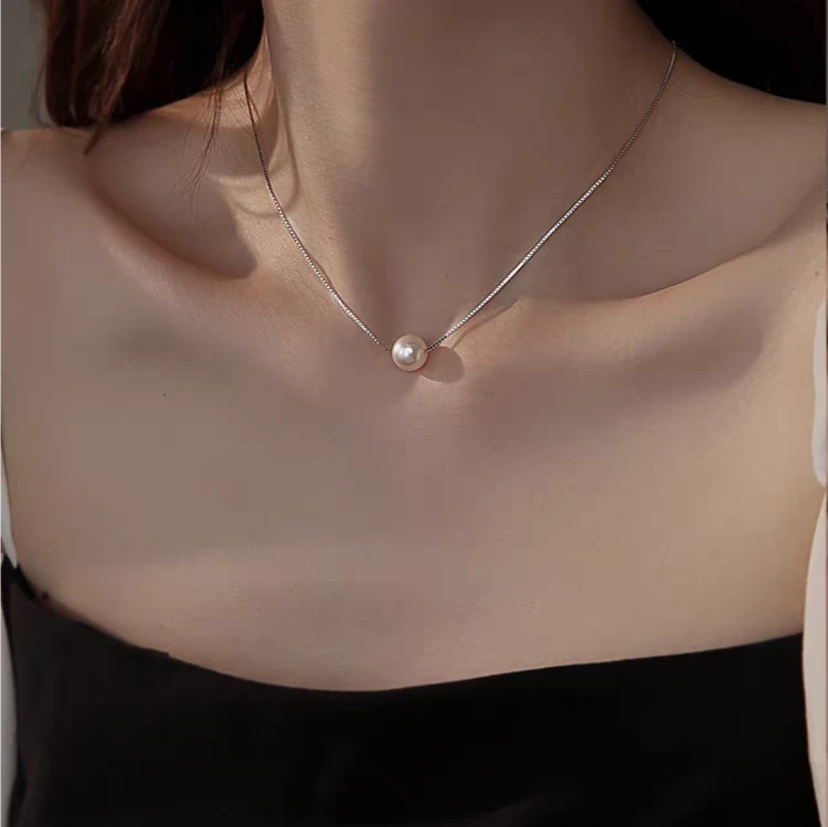 8011简约小众单珠锁骨项链