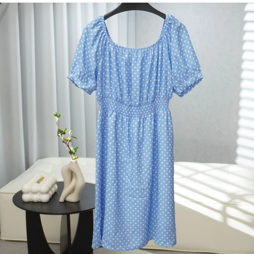 同伊系列   WS198   女装时尚撤柜休闲夏季连衣裙蓝色波点G92141