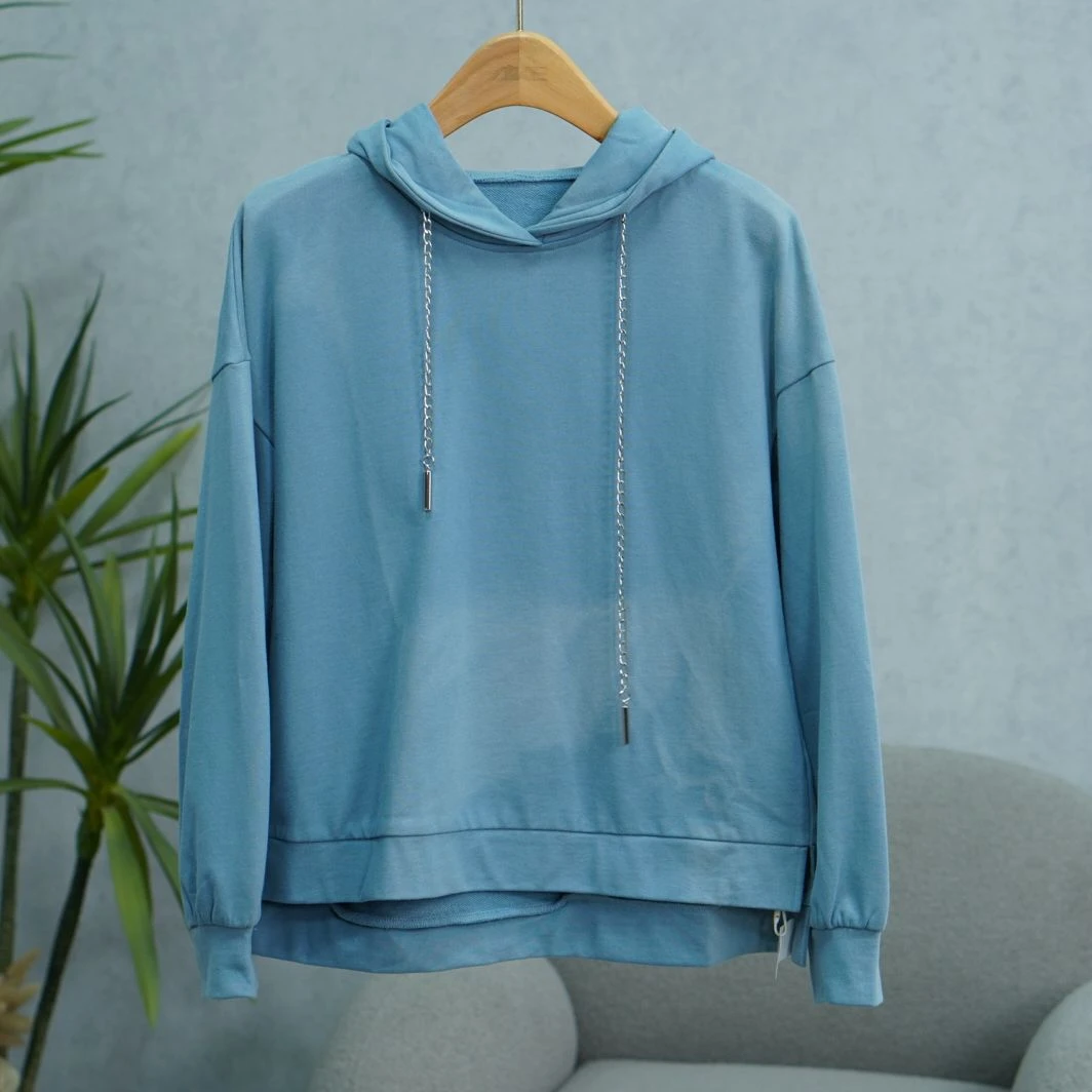 同伊系列   Z1396    女装简约时尚春秋连帽卫衣蓝色F213105