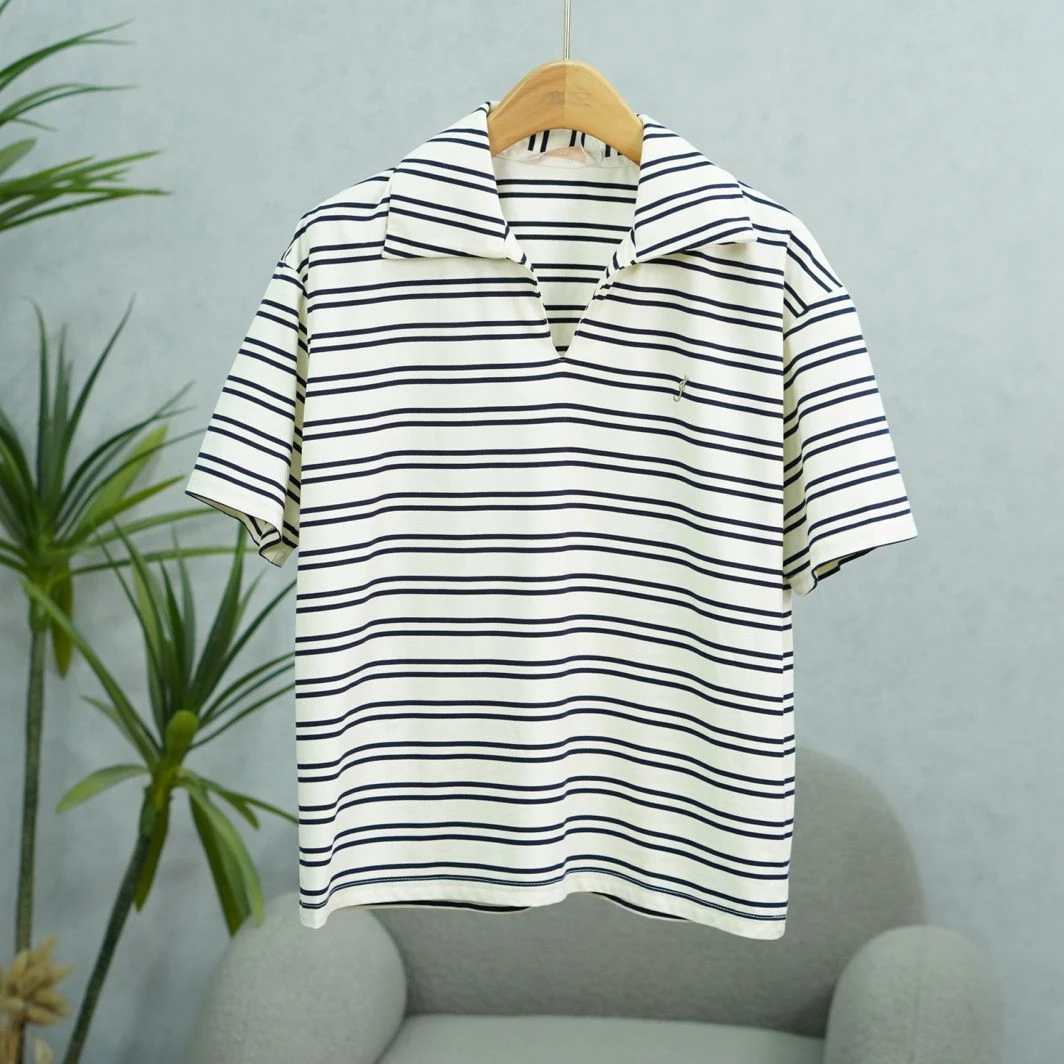 咏系列  Z379   女装时尚撤柜休闲条纹T恤黑条B3094005