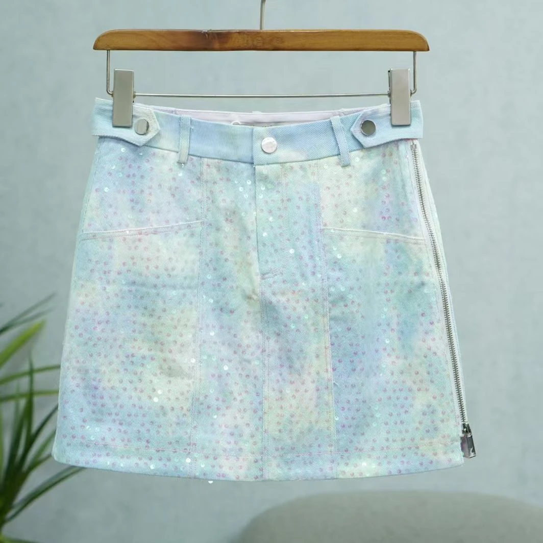 枺系列   WY402   女装时尚撤柜休闲半身裙蓝色花布5621012