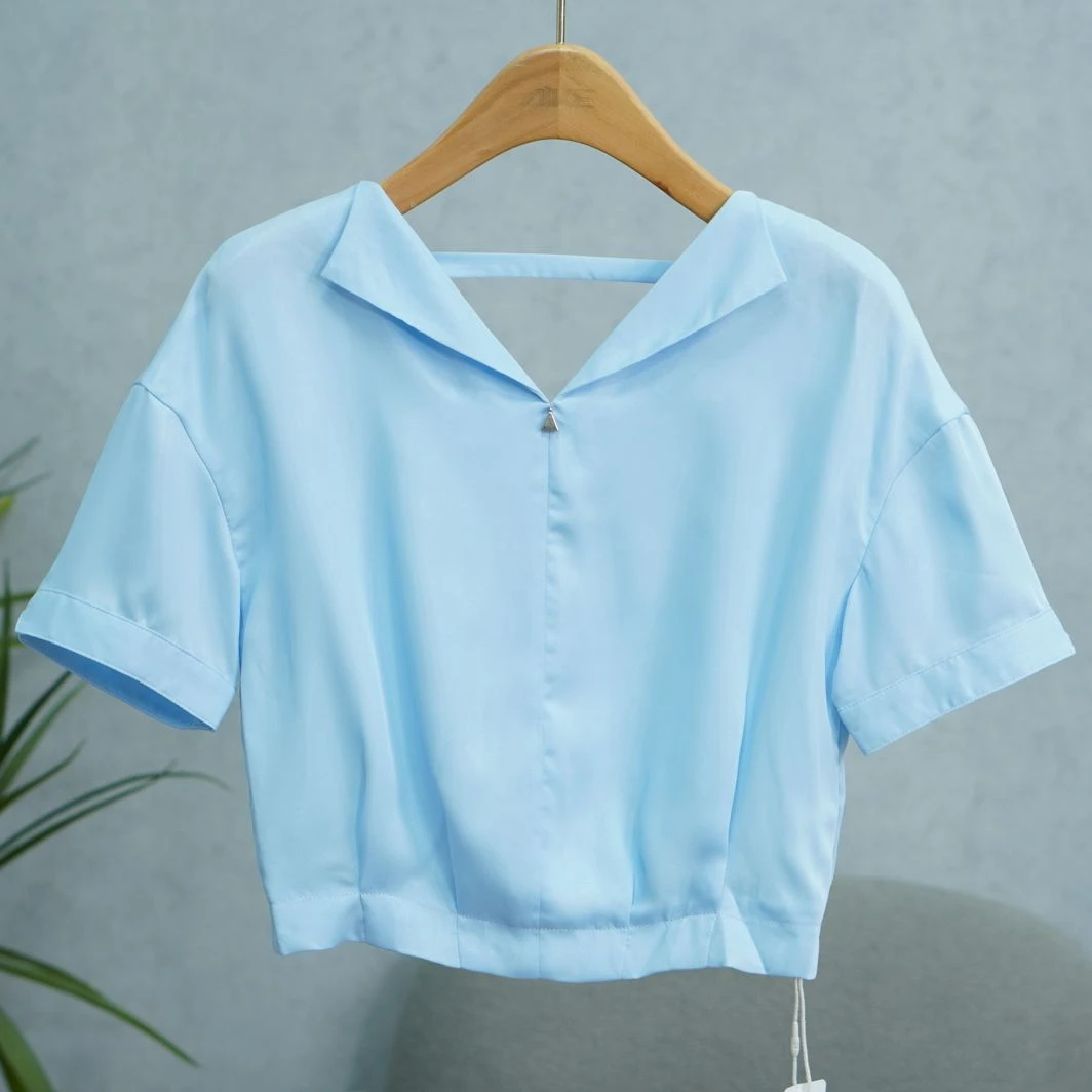 同伊系列   WE573   女装简约时尚夏季上衣小衫蓝色A92127