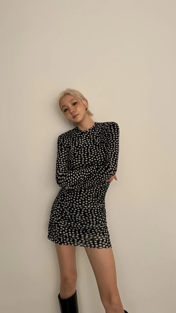 气质波点修身包臀连衣裙88565