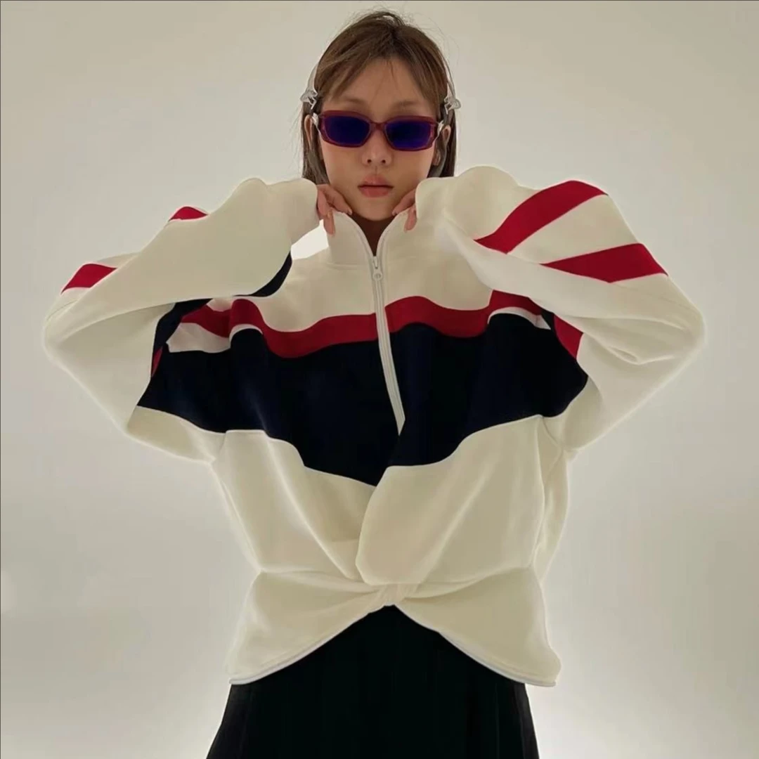 扭结撞色休闲卫衣22772