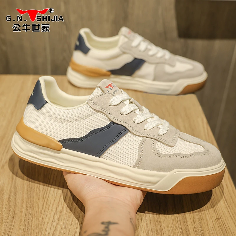 公牛世家2024年新款春秋季百搭休闲运动时尚厚底韩版耐磨男鞋