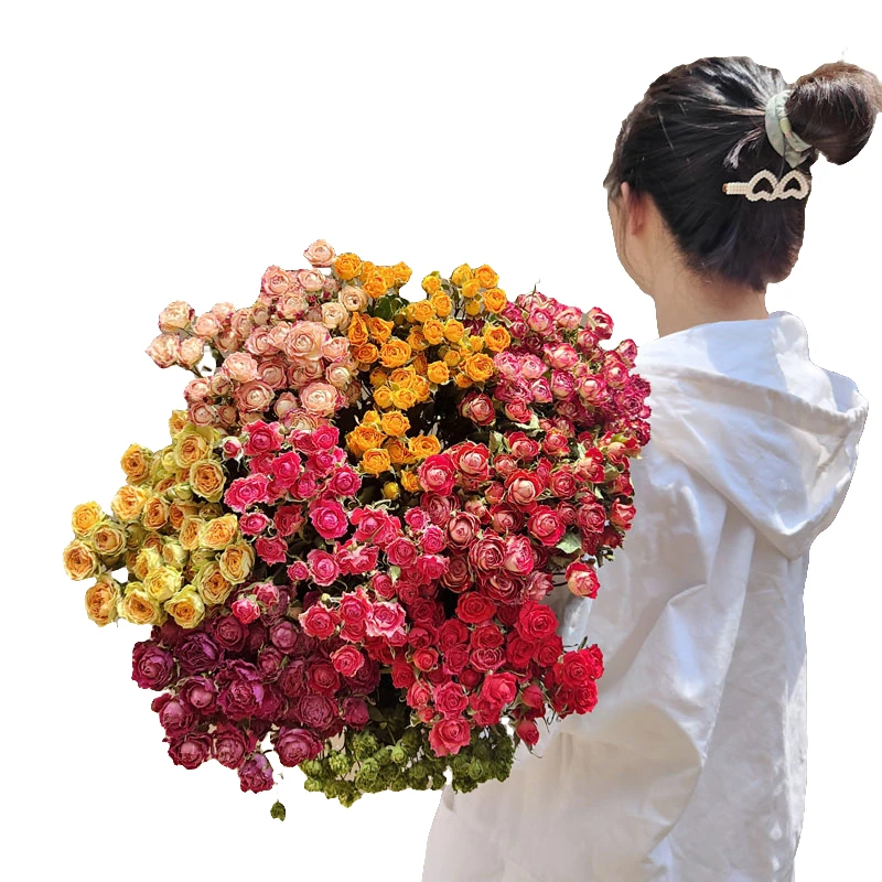 干花花束多头玫瑰烘干真花迷你高级小花复古天然家居摆设DIY