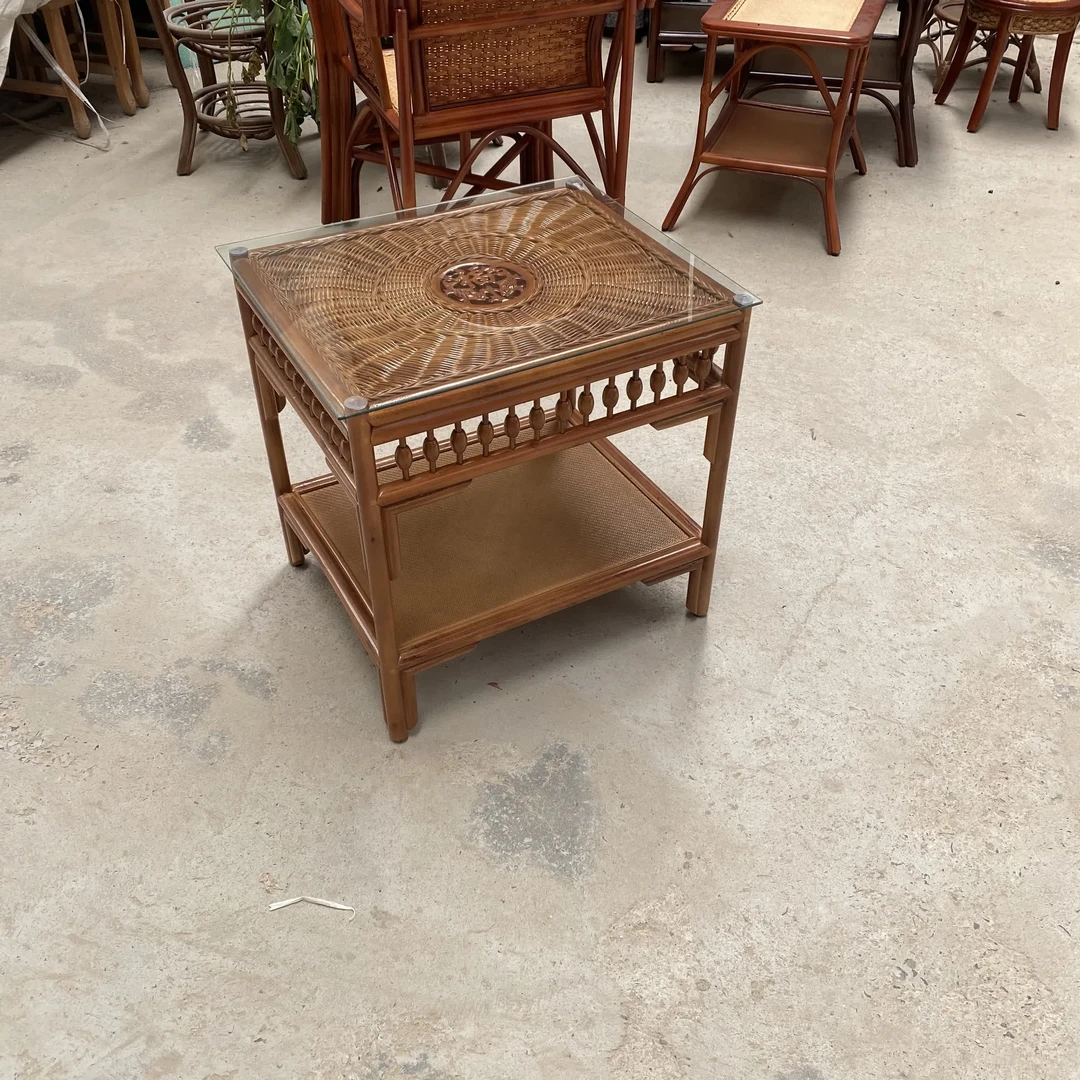 藤王阁环保结实藤椅茶几休闲藤椅藤茶几工厂源头耐用茶几钢化玻璃