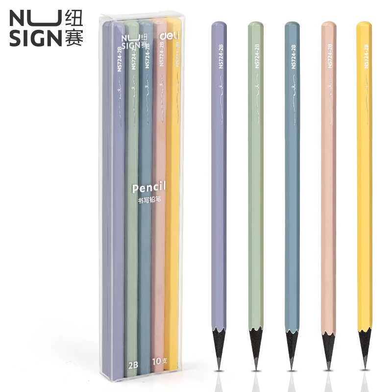 得力纽赛NS724石墨HB铅笔小学生六角杆考试美术生2B素描