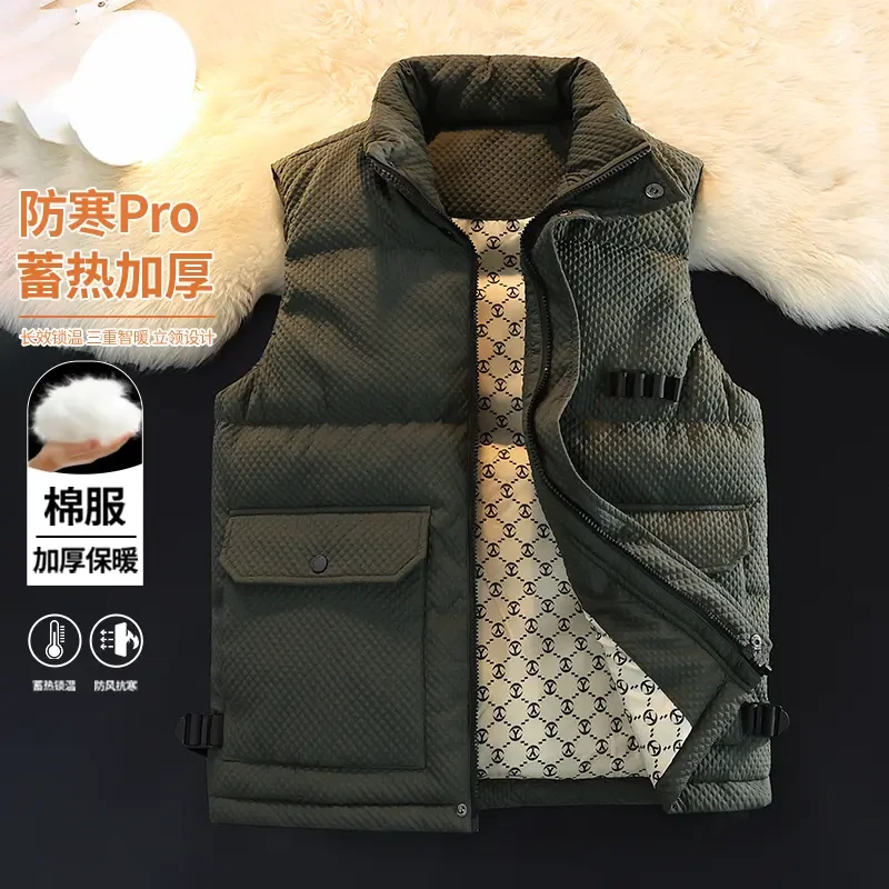 啄木鳥棉马甲外套男士秋冬季加厚款保暖马夹立领外穿宽松工装坎肩