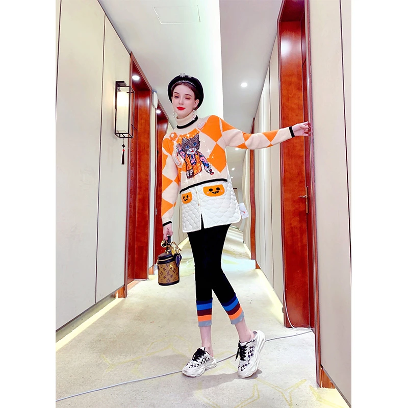 芙娜妮棒球服时尚秋冬时髦小众设计气质修身高街裤子女F2131779B