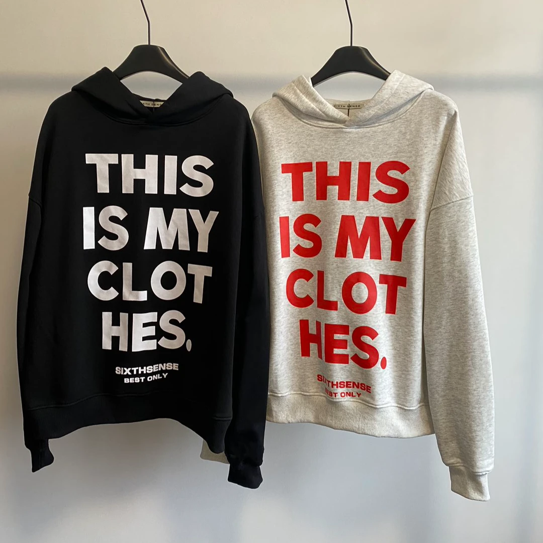SIXTH SENSE连帽卫衣男女同款秋季新款美式宽松休闲情侣上衣`~~~~