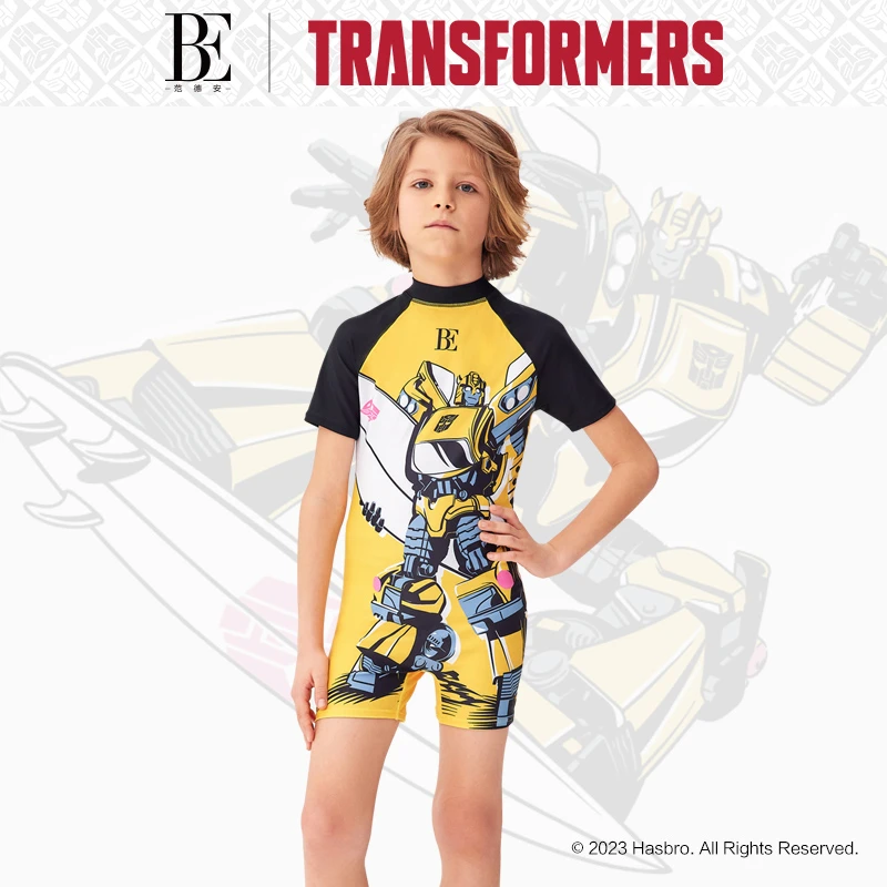 BE范德安变形金刚联名系列儿童夏季连体泳衣大黄蜂防晒赛博风训练