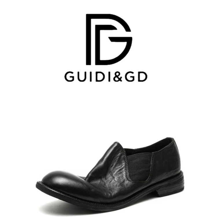 GUIDI&GD2023手工马皮洗水做旧复古圆头套脚单鞋切尔西女鞋281-01
