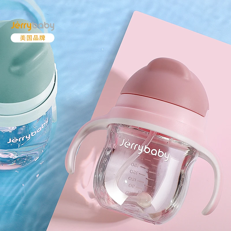 美国jerrybaby防呛防漏学饮杯6个月以上宝宝专用学饮喝水杯吸管杯