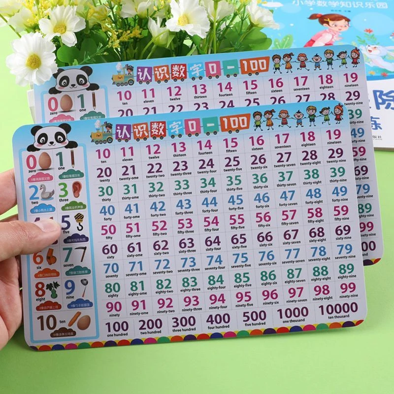 数字0-100卡片小学生幼儿园认识数字一二年级九九乘除法学习全套