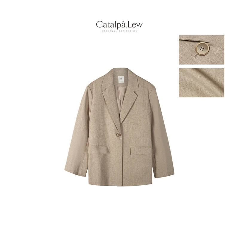 CatalpaLew「书香少年」腔调穿搭棉壳籽亚麻西服外套 #C8493