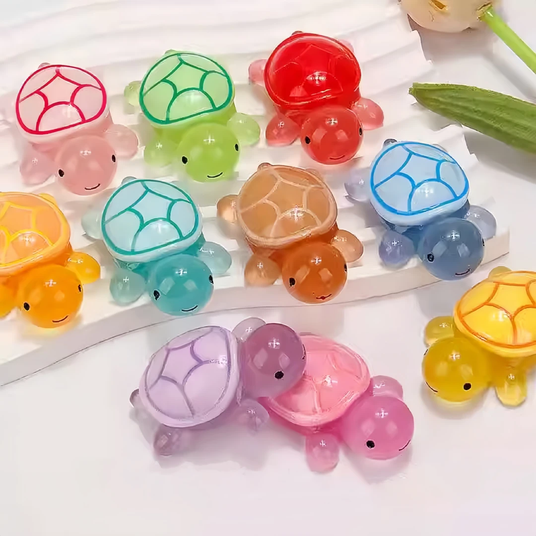 网红爆款树脂夜光大乌龟对对碰10色可爱微景观摆件动物模型玩具