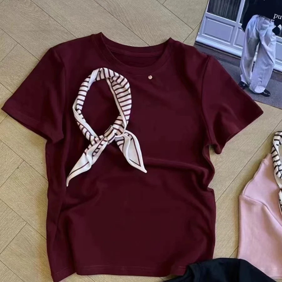 倩倩家丝巾简约T恤