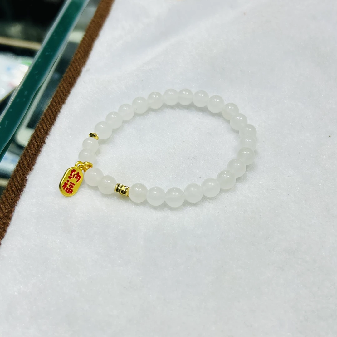 【潜珑】L-0860金丝玉冰底白月光精品卡6mm手串